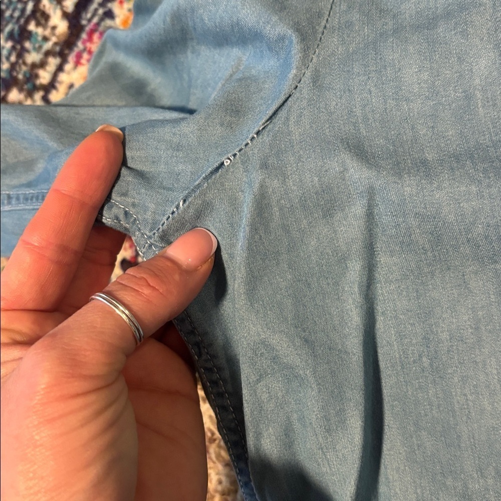 PAIGE puff sleeve button up denim women’s - Picture 4 of 6